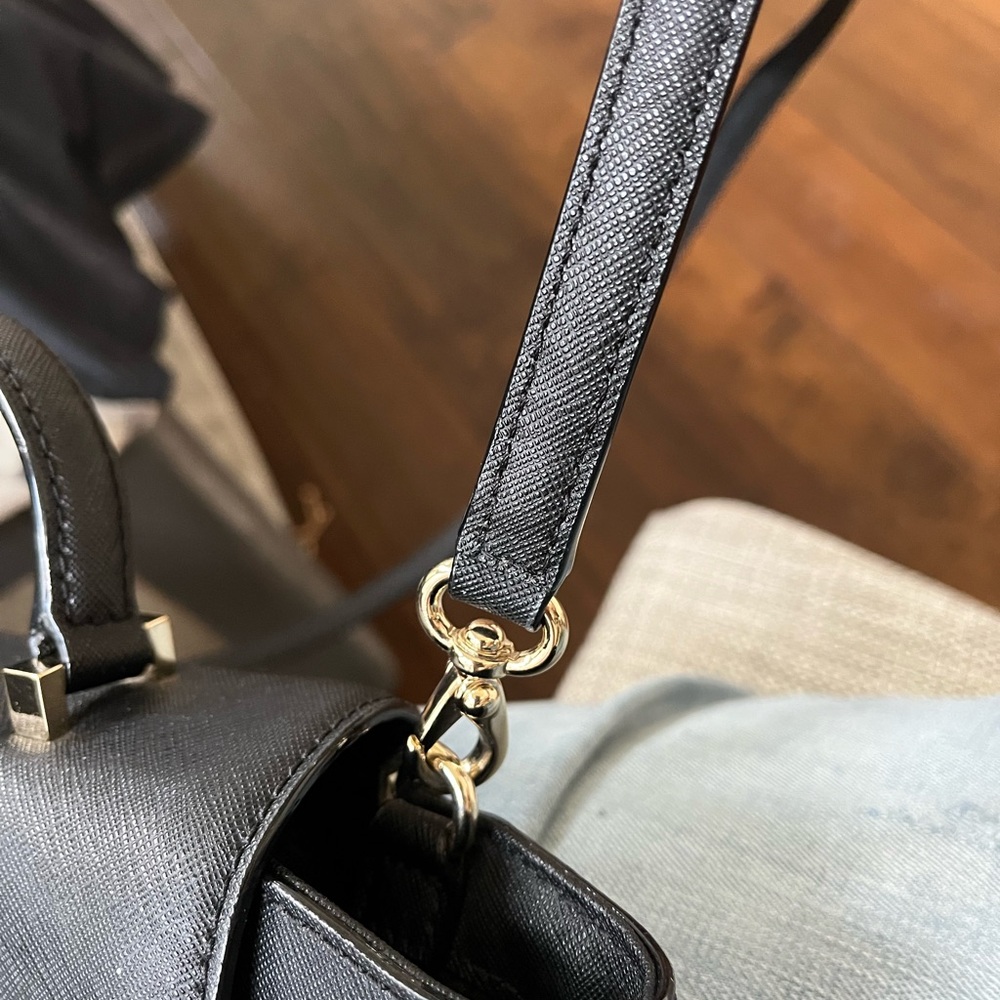 Kate Spade Laurel Way Black Saffiano Leather Lilah Crossbody Satchel - Picture 7 of 13